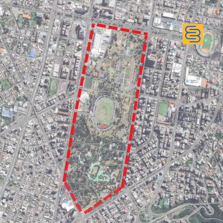 Map outline of Parque La Carolina.