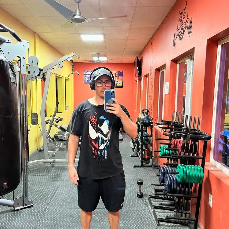 Working out at Train Station in San Pedro, Belize.