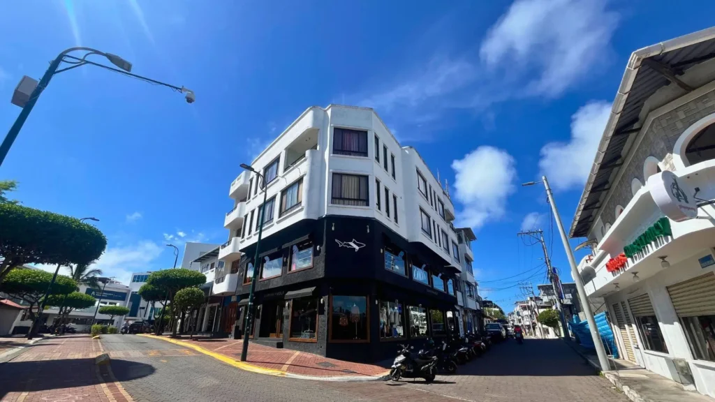Darwin and Wolf clothing store in downtown Puerto Ayora on Stana Cruz Island.